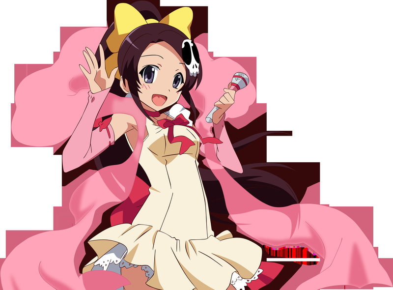clothing, anime girls, Elucia de Lute Ima, 2K, one person, mask, pink color, real people, beautiful woman, brunette, occupation, black background, smiling