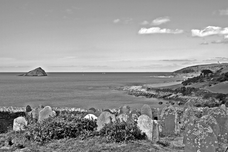 bigbury, haunting, sea, death, rock, beach, britannia, rock - object, horizon over water, doom, beauty in nature, transience, the south west of england