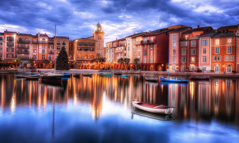 Orlando, 4K, water, building, ship, city, reflection