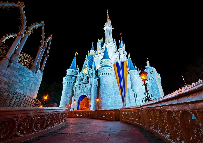 castel, buildings, world, usa, offices, orlando, night, disney, resort, storehouses, light, floride, mickey, studio, 720P, carousel, universal, hotel