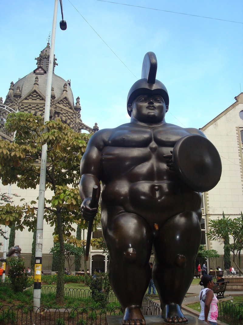 incidental people, botero, design, spirituality, day, creative, building, metal work, craft, statue, medellín, built structure, building exterior, sculpture