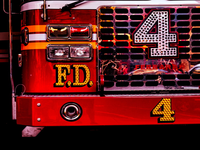 burn, truck, car, new york, sign, western script, city, heat, day, land vehicle, transportation, red, commercial land vehicle, number, anguish, risk, urgent