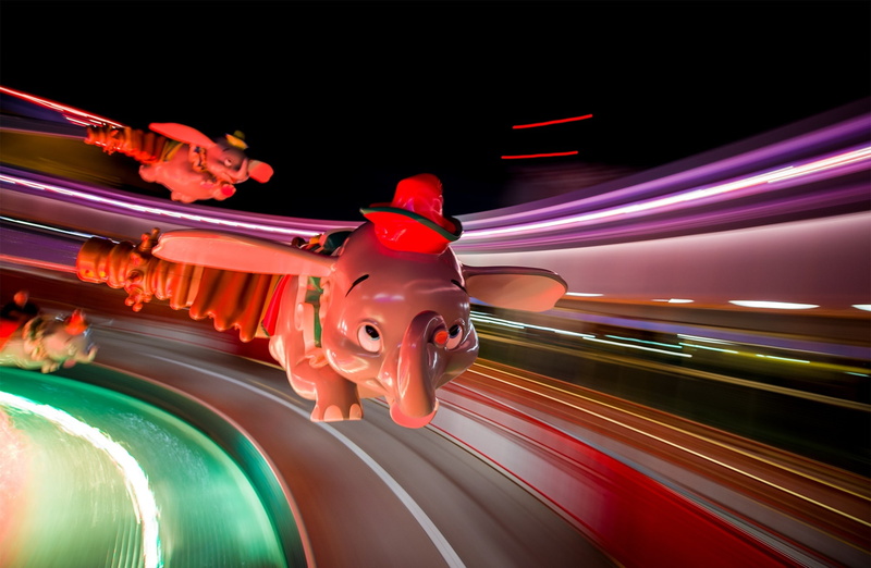 architecture, blurred motion, on the move, light trail, outdoors, long exposure, speed, representation, dumbo, red, motion, night, illuminated, transportation