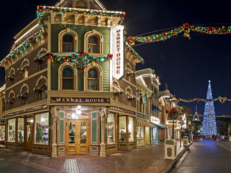 Anaheim, Park, tree, Disneyland, 1080P, garland, California, street, new year, CA