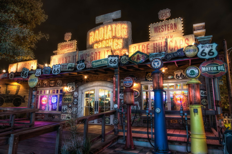 parks, design, california, disneyland, 1080P, route, usa, buildings, hdr, night