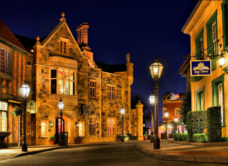 street, Anaheim, CA, lights, home, Disneyland, Park, USA, night, 2K