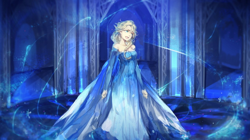 hair, artwork, standing, anime, adult, blue, animated movies, hairstyle, princess, blonde, illuminated, art and craft, Frozen (movie), young women, transparent