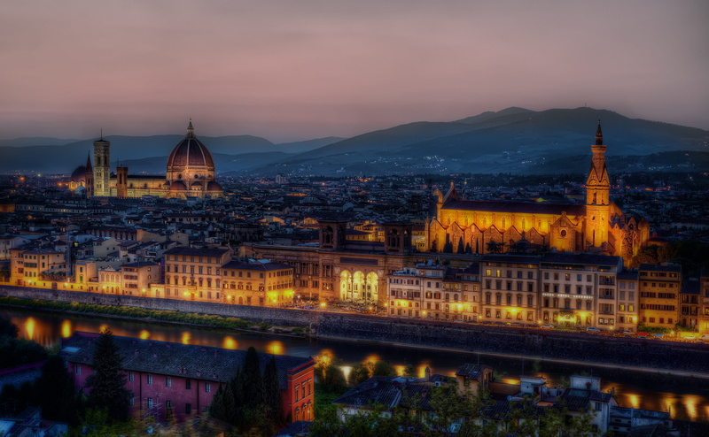 visit, Dusk, 4K, traveltheworld, cloud - sky, Buildings, government, mountain, outdoors, architecture, firenze, Sunset, building exterior, florence, nature