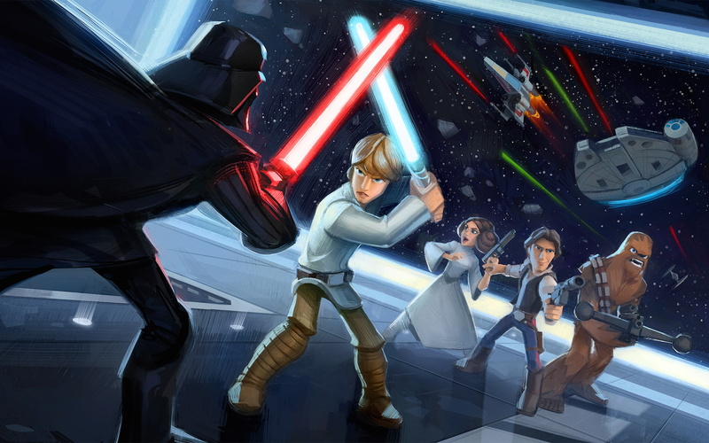 Star Wars, Lightsaber, Han Solo, chewbacca, Millennium Falcon, 1080P, Princess Leia, Luke Skywalker, Disney, darth vader