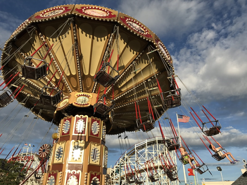4K, carnival, carousel, leisure activity, low angle view, nature, enjoyment, ferris wheel, outdoors, sky, fairground, brooklyn, fun, spinning, united states