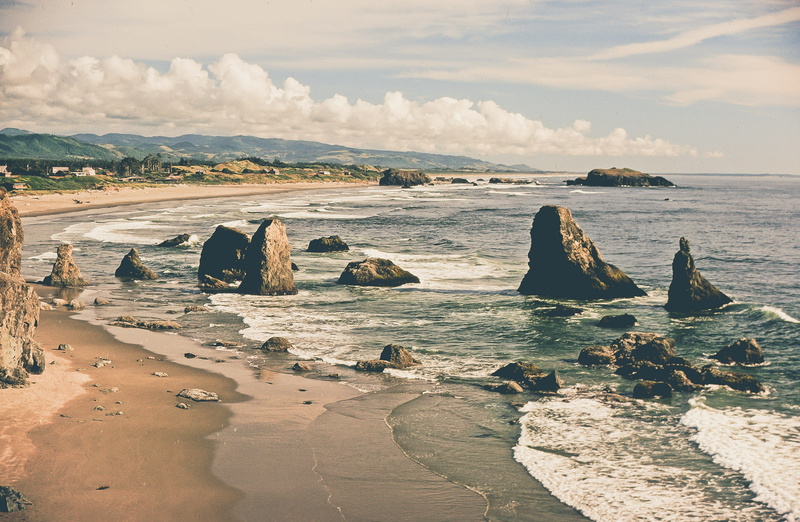 Waves, rock - object, tranquil scene, beach, cloud - sky, tranquility, outdoor, Landscape, united states, Ocean, blue sky, rock stones, day, Light, no people