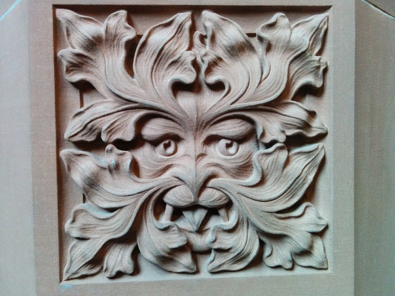no people, the green man, craft, floral pattern, architecture, wall - building feature, john rylands library, wall, angel, wood - material, human representation
