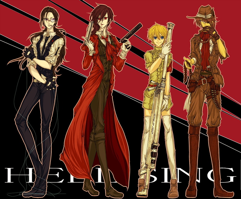 seras, alucard, c, x, pip, walter, victoria, dornez, hellsing, anime, bernadotte, hd, art, 1080P, vampires