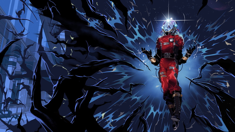 character, 2017, anime, 4k, red, suit, 5K, 5k, Prey, illustration