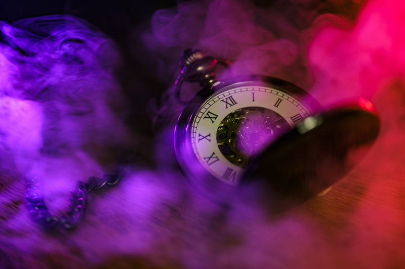 indoors, conjure, nature, still life, fog, motion, clock, time of, transparent, weird, number, single object, focus on foreground, mystical, movement, clock face
