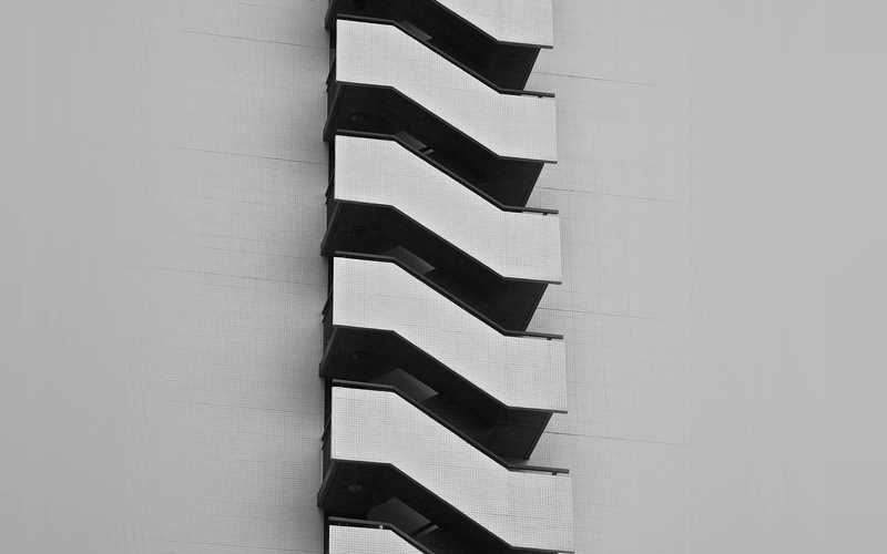 wall - building feature, close-up, no people, wall, modern, pattern, day, bw, low angle view, building, achitecture, metal, stairs, staircase, design, parking garage