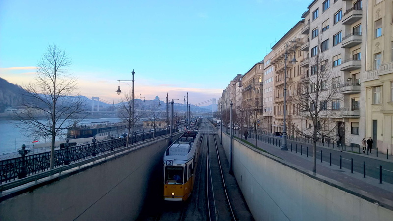 water, city, train, rail transportation, hungary, nature, outdoors, tram, mode of transportation, car, building exterior, 2K, achitecture, built structure
