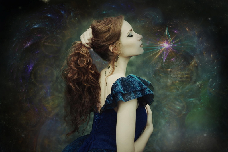 fantasy, 1080P, girl, sorcery, 3d and abstract, blue, magical