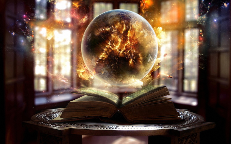magic, sorcery, sphere backgrounds, 4K, book