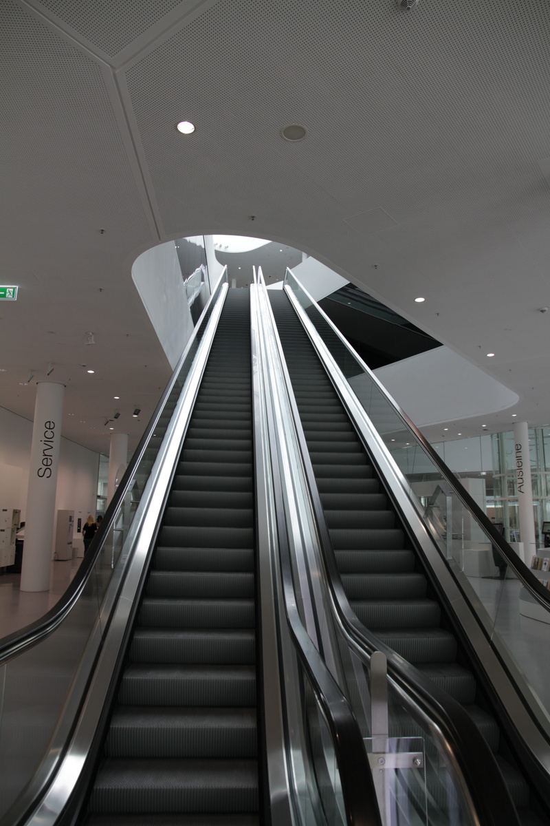 direction, technology, steel, moving walkway, built structure, steps, step, indoors, futuristic, moving up, convenience, low angle view, Stairs, Escalator
