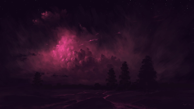 night, clouds, digital art, 1080P, BisBiswas, landscape