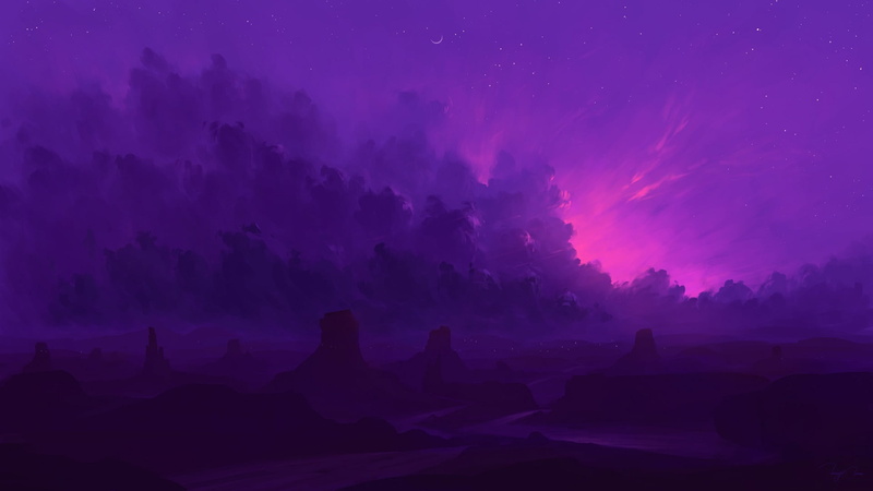 clouds, digital painting, BisBiswas, ArtStation, landscape, night, 1080P