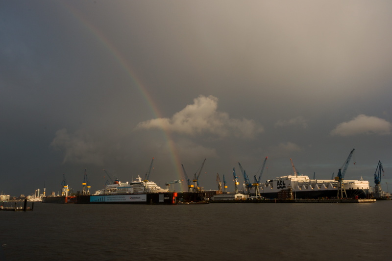 no people, sea, industry, container platform, machinery, container handling, nature, construction equipment, ship, cloud - sky, outdoors, maritime, landmark