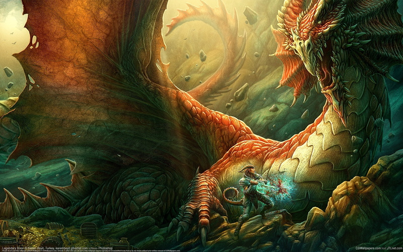 rocks, dragon, treasures, cave, dragonfighter, Kerem Couplets, warrior, sword, 1080P