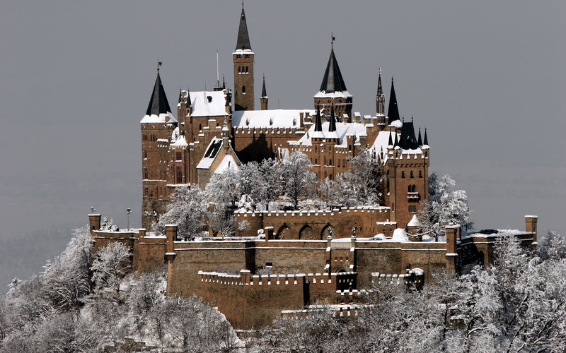 2K, top, old, cultures, snow, castle, cold - Temperature, sky, tree, season, mountain, winter, spirituality, spire, religion, architecture And Buildings