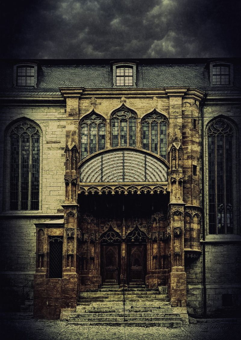 house, architecture, door, Mystery, 2K, Castle, nature, Haunted, window, built structure, spooky, entrance, arch, brown, outdoors, facade, House, concrete