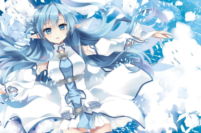 Long Hair, Sword Art Online, Alfheim Online, full frame, representation, nature, pattern, lifestyles, 480P, Undine, arts culture and entertainment, white color