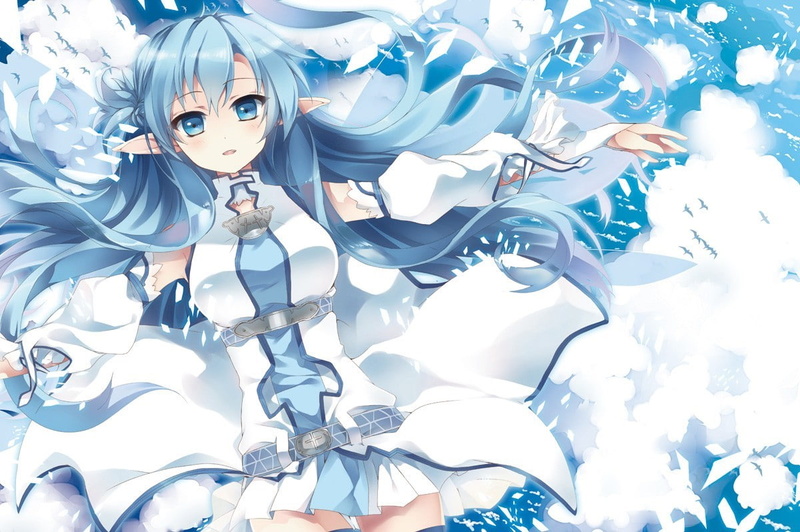 480P, anime sword art online alfheim online undine blue eyes blue hair long hair