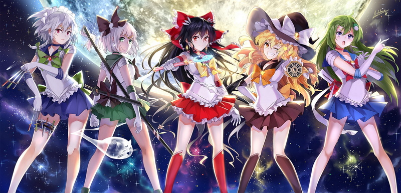 1080P, the sky, knives, real people, rod, female, dress, kirisame marisa, girls, weapons, digital composite, touhou, characters, beauty, sensuality, hat