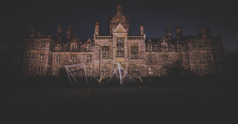 castle, clear sky, abandoned, building, tourism, no people, spooky, concrete, ancient, scary, brown, 5K, nature, haunted, night, art and craft, art, built structure
