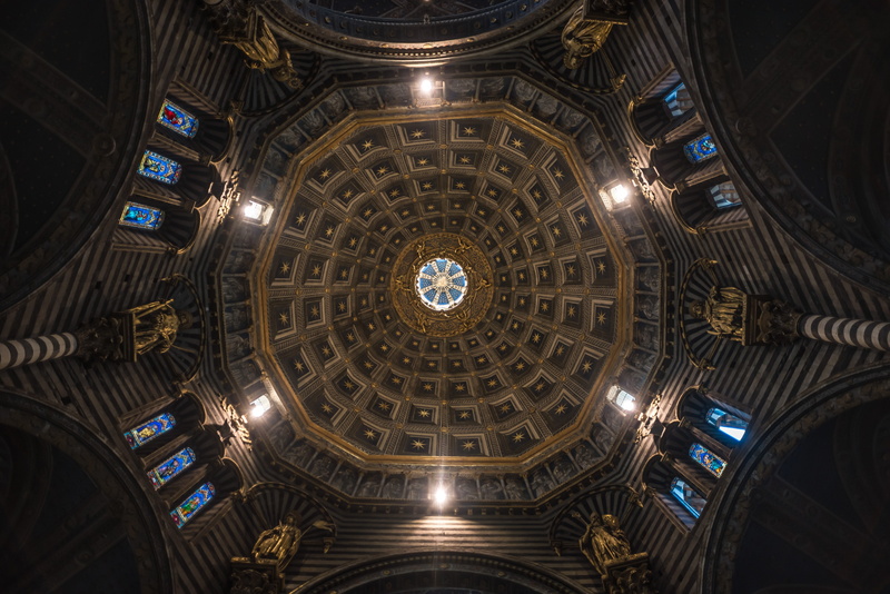 belief, directly below, cupola, 5K, gothic, built structure, no people, indoors, ornate, siena, catholic church, spirituality, place of worship, low angle view