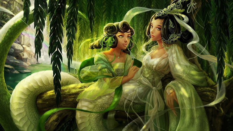 clothing, plant, women, vines, representation, nature, people, young women, fashion, plant part, fantasy art, leaf, tree, tentacles, 1080P, green color