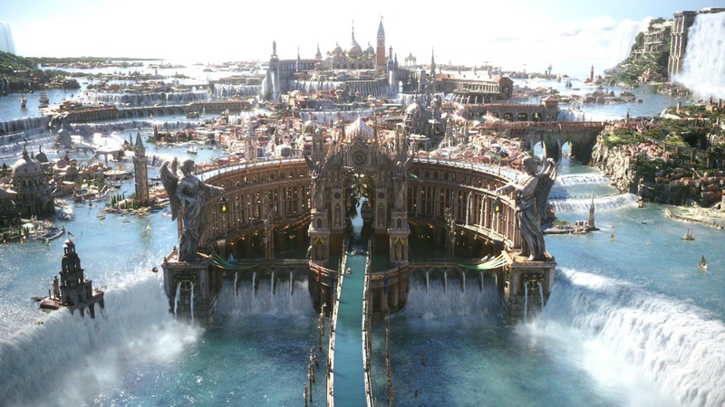 Final Fantasy XV, 1080P, fantasy Art, Final Fantasy, city, waterfall