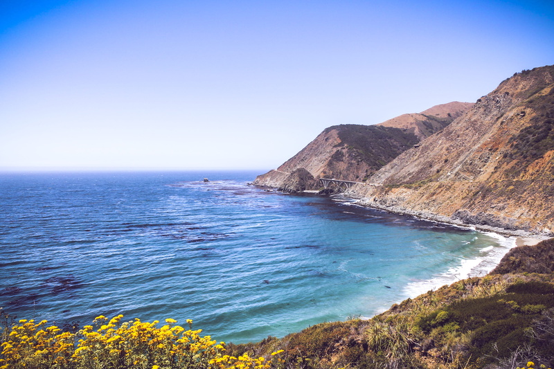 horizon, horizon over water, no people, idyllic, tranquil scene, clear sky, pacific ocean, highway 1, water, land, bridge, tranquility, beach, california