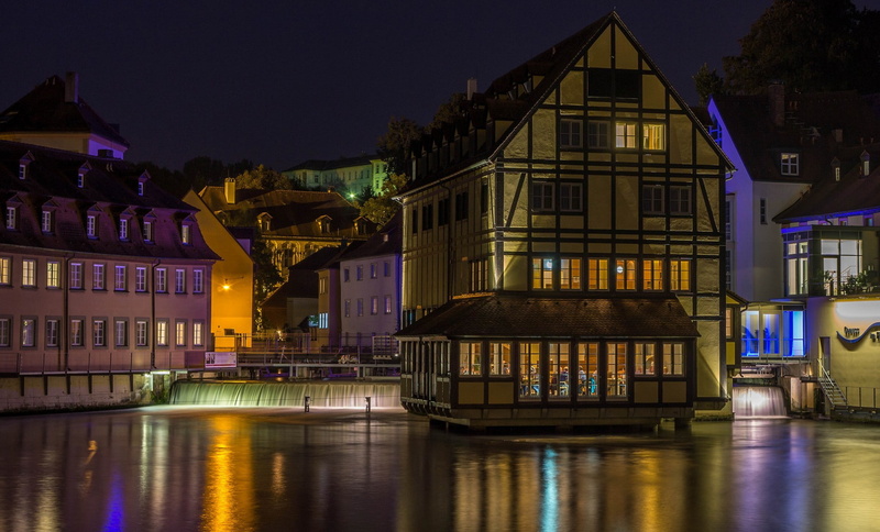no people, architecture, building, built structure, waterfront, dusk, city, reflection, outdoors, residential district, Bamberg, nature, Germany, canal