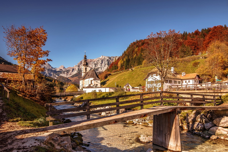 landscape, scenics, rural Scene, sky, 1080P, valley, built structure, plant, beauty In Nature, building exterior, house, european Alps, forest, no People