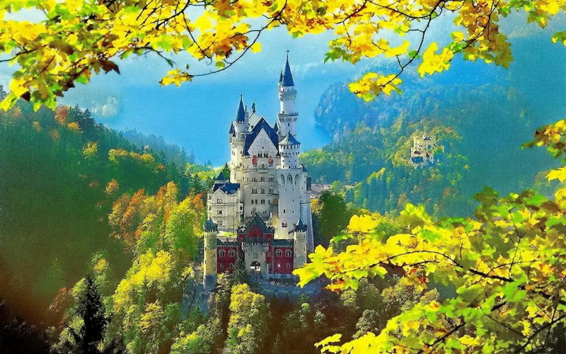 Germany, Castles, Castle, architecture, 720P, sky, change, travel destinations, no people, place of worship, building, tree, Spring, autumn, growth, belief