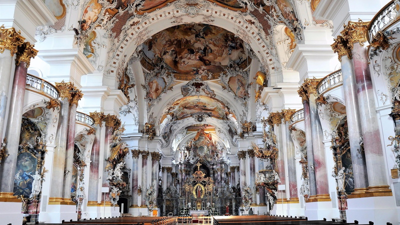 melk, built structure, religion, stift melk, architecture, art and craft, europe, aisle, no people, spirituality, low angle view, church, place of worship