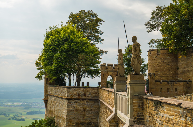 hohenzollern castle, tree, places of interest, summit castle, travel, fortress, cloud - sky, building, the past, day, zollern, architecture, castle, outdoors