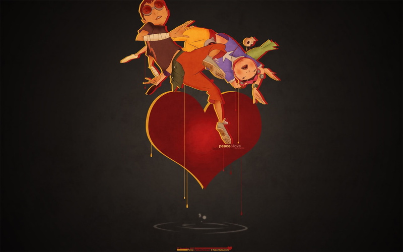 floating, 1080P, digital art, heart, Tekkon Kinkreet, children