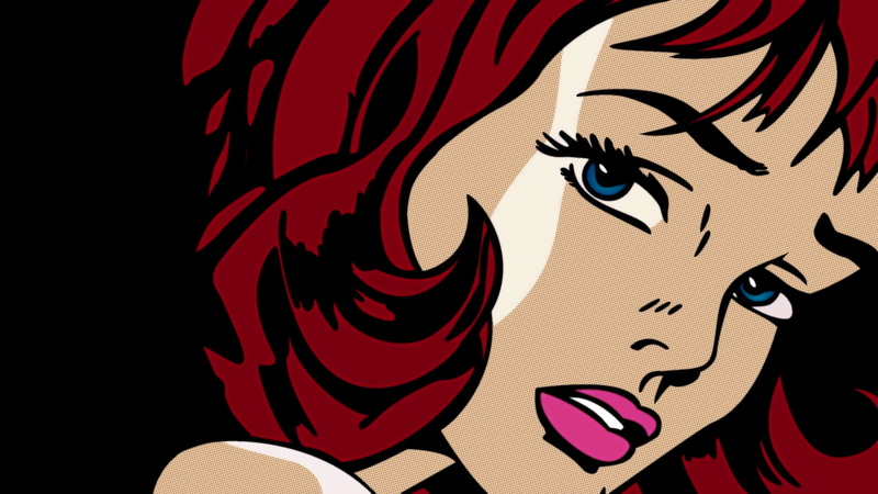 pop art, 1080P, women, Roy Lichtenstein, lipstick, blue eyes, modern, redhead, comic art