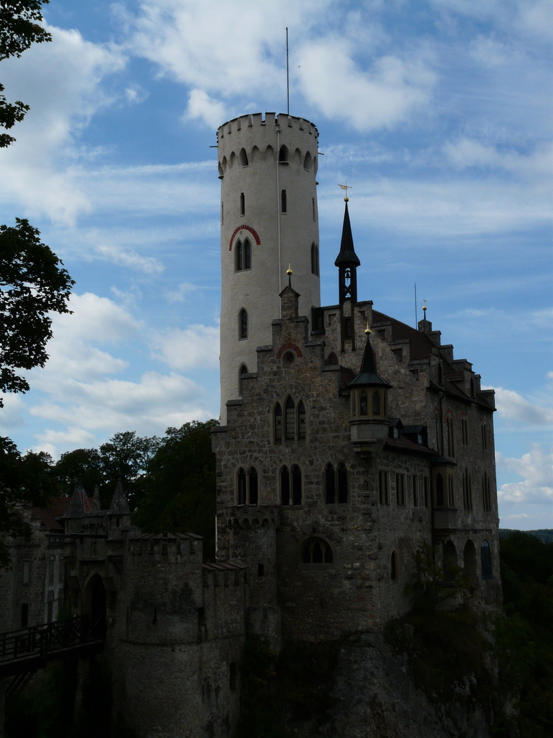 the past, travel destinations, lichtenstein, knights castle, tower, architecture, plant, no people, day, old, belief, castle, 2K, low angle view, cloud - sky