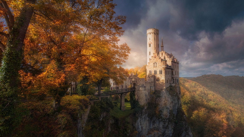 lichtenstein, evening, building, 1080P, ruins, lichtenstein castle, beauty in nature, no people, outdoors, land, cloud - sky, wurttemberg, travel destinations
