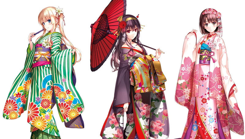 Katou Megumi, Sawamura Eriri Spencer, Kasumigaoka Utaha, Japanese clothes, anime, 2K, Saenai Heroine no Sodatekata, kimono, anime girls