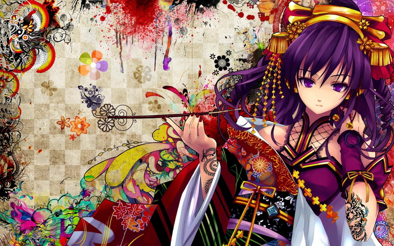 kimono, 2K, yukata, multicolor, anime, anime girls, girls