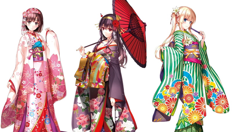 katou, anime, clothes, utaha, japanese, girls, megumi, kimono, kasumigaoka, 2K